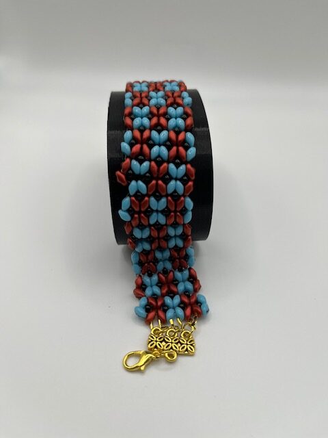 Butterfly Bracelet Light Blue and Deep Red