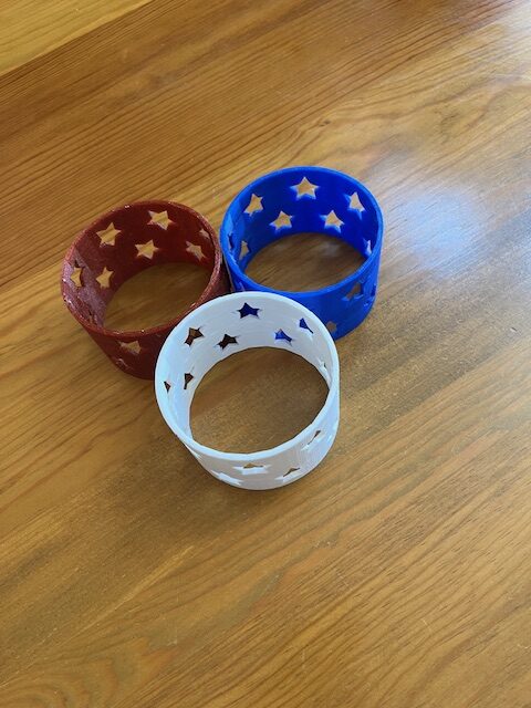 Set of 3 Red white & blue candle holders