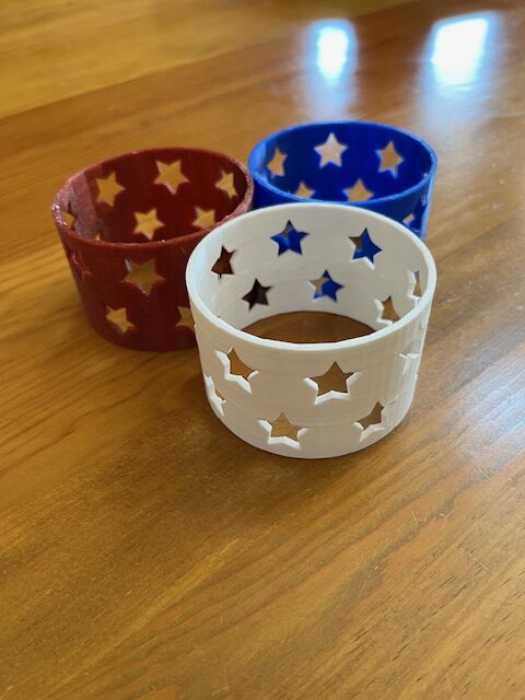 Set of 3 Red white & blue candle holders